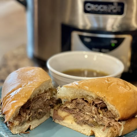 Mississippi French Dip Sandwiches Crockpot, Mississippi French Dip Crock Pot, Mississippi French Dip, Mississippi French Dip Sandwiches, French Dip Sandwich Au Jus, French Dip Sandwich With Deli Meat, Crockpot French Dip Sandwiches Au Jus, French Dip Sandwich Crockpot, Sandwich Wraps Recipes