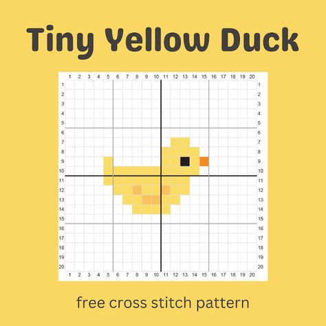 Keeping it Real: Tiny Yellow Duck - Free Cross Stitch Pattern Rubber Duck Cross Stitch, Mini Cross Stitch Patterns Free Charts, Tiny Cross Stitch Patterns Free, Tiny Cross Stitch Patterns, Free Chart, Tiny Cross Stitch, Yellow Duck, Small Cross Stitch, Mini Cross Stitch