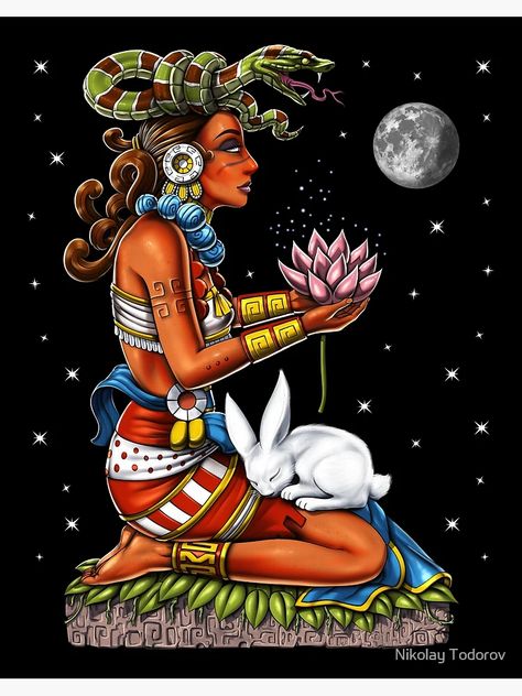 "Mayan Goddess Ixchel" Art Board Print for Sale by Nikolay Todorov | Redbubble Mayan Goddess Ixchel, Ixchel Goddess Tattoo, Ix Chel Goddess, Ixchel Tattoo, Mayan Aesthetic, Ixchel Goddess, Mayan Queen, Goddess Ixchel, Dnd Svg