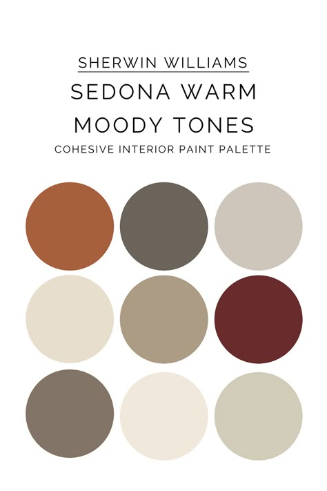 Embrace the Warmth: Transform Your Home with a Southwest Inspired Paint Color Palette - kristinacipolla.com Farmhouse Earth Tones, Neutral Bathrooms Earth Tones, Earth Tone Paint Palette, Earth Tones Sherwin Williams, Interior Color Palette Earth Tones, Earthy Color Palette Sherwin Williams, Sherwin Williams Earth Tone Paint Colors, Warm Bathroom Colors Earth Tones, Warm Earth Tone Color Palette