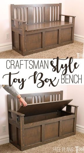 Toy Box Bench, Farmhouse Furniture Plans, Toy Box Ideas, Toy Box Plans, Wood Toy Box, Wooden Toy Chest, Wooden Toy Boxes, Toy Bin, Baby Storage