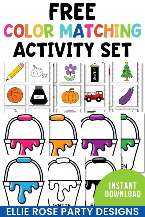 Help toddlers and preschoolers learn their colors with our free printable color matching activity. Click through to download yours! Colour Sorting Activities Printable, Color Sorting Printable Free, Colour Matching Printable Free, Color Unit For Preschool, Color Matching Toddler Activities, Free Matching Games For Preschoolers, Color Theme Lesson Plans For Toddlers, Colour Kindergarten Activities, Review Week For Preschool