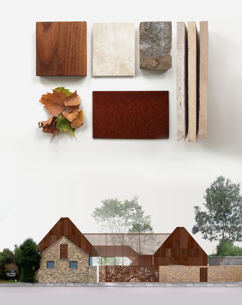 Architecture Material Palette, Exterior Material Board, Material Board Architecture Exterior, Architecture Material Study, Material Study Architecture, Material Board Architecture, Materials Board Architecture, Material Architecture, Building Materials Architecture