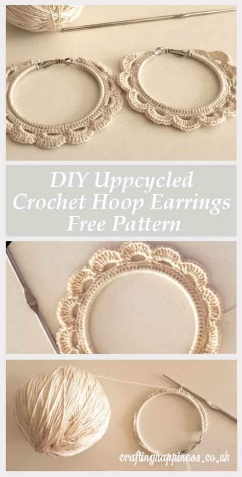 Crochet Hoop Earrings, Crochet Hoop, Crochet Jewlery, Crocheted Jewelry, Glam Earrings, Crochet Jewelry Patterns, Crochet Earrings Pattern, Front Back Earrings, Earrings Pattern