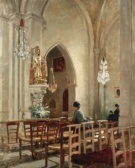 Artwork by Victor-Gabriel Gilbert, Lady at prayer, Made of oil on canvas Roman Catholic Art, Catholic Pictures, Saints And Sinners, Catholic Images, European Art, Catholic Art, Classical Art, Sacred Art, Roman Catholic