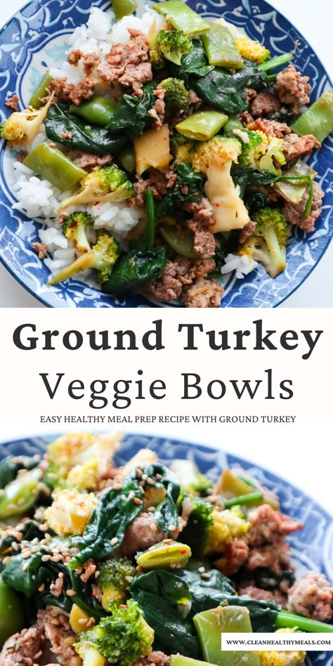 Turkey Meal Prep, Ground Turkey Meal Prep, Turkey Recipes Healthy, High Protein Recipes Dinner, Ground Turkey Recipes Healthy, Veggie Bowls, Healthy Ground Turkey, Bowls Recipes, Healthy Protein Meals