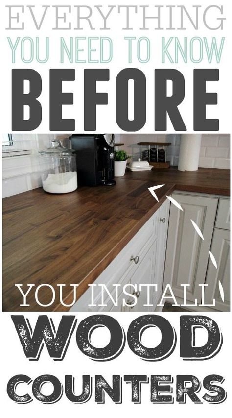 Everything you need to know before you install wood counters in your kitchen! | The Creek Line House Wood Kitchen Counters, Wood Counters, Cheap Kitchen Makeover, Wood Countertops Kitchen, Outdoor Kitchen Countertops, Kitchen Makeover Ideas, Affordable Kitchen, Kitchen Renovation Ideas, Diy Kitchen Renovation