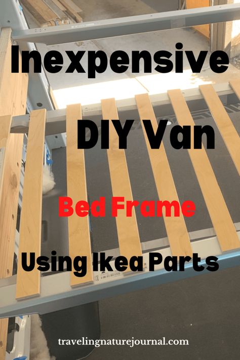 Campervan Bed Frame, Ikea Camper Van Build, Diy Camper Bed Ideas, Ikea Camper Van Conversion, Ikea Hack Campervan, Building Bed Frame, Camper Bed Diy, Ikea Van Build, Camper Van Bed Frame