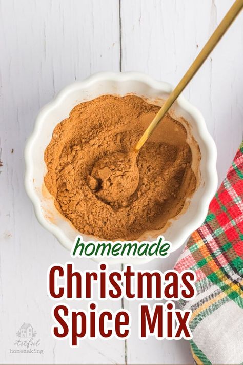 homemade Christmas spice mix blend in a white bowl Diy Seasoning Mixes Christmas Gifts Homemade Spices, Homemade Spices Gifts, Diy Spice Mixes Gifts, Sweet Spice Mixes, Homemade Mixes For Gifts, Mix Spice Recipe, Spiced Cider Mix Recipe, Homemade Seasoning Mixes Christmas Gifts, All Spice Recipe Homemade