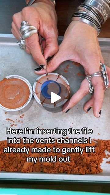 Birdie on Instagram: "🔥Sand Casting Tips listed below!🔥

This is probably the most important step. You need a 1/8th drill bit for the sprue. It’s the perfect size and the drill bit can trap sand as it goes down instead of it pouring out the sides into your mold

I use a thing round file to make the vents. It’s fits perfectly in the vent channels provided by Craig daiblers casting flask.

This is not required but I think it’s a great tool for evenly pressing down the mold. It’s just a piece of flat steel. 

Talc poweder so your mold doesn’t stick to the sand. You can also use corn starch

I use a metal shaping hammer to pound the sand. It’s the perfect size for the flask

You want to pack the sand as hard as you can. This will ensure you get as much detail from your mold as possible 

I l Metal Casting Molds, Clay Casting, Metal Shaping, I Release, Gold Animals, Liquid Metal, Sand Casting, Casting Jewelry, It's Going Down