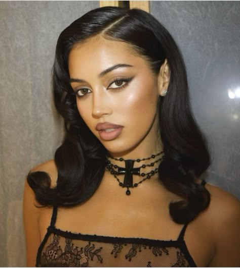 Cindy Kimberly Black Dress, Scorpio Makeup, Mob Wife Makeup, Dark Feminine Makeup, Cindy Moon, Wolfie Cindy, Taurus Rising, Feminine Makeup, Dark Makeup Looks