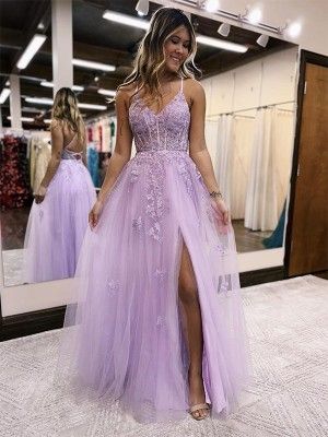 Sheath/Column Lace V-neck Sleeveless Sweep/Brush Train Dresses - Hebeos Open Back Dress Formal, Spaghetti Strap Prom Dress, V Neck Prom Dresses, Prom Ideas, Open Back Dress, Tulle Prom Dress, Prom Dresses Lace, Dress Formal, Floor Length Dresses