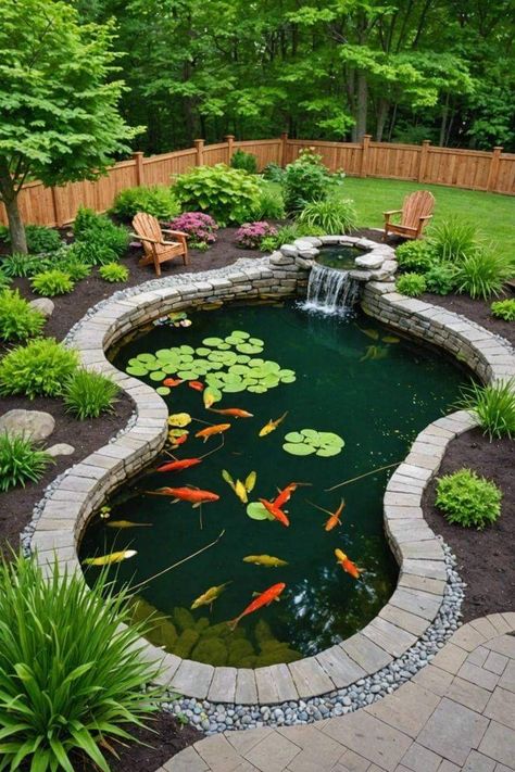 Backyard Turtle Pond Ideas, Turtle Pond Ideas Outdoor, Backyard Pond Ideas Diy, Fish Pond Ideas, Koi Pond Ideas, Garden Pond Ideas, Outdoor Fish Ponds, Koi Pond Backyard, Backyard Pond Ideas