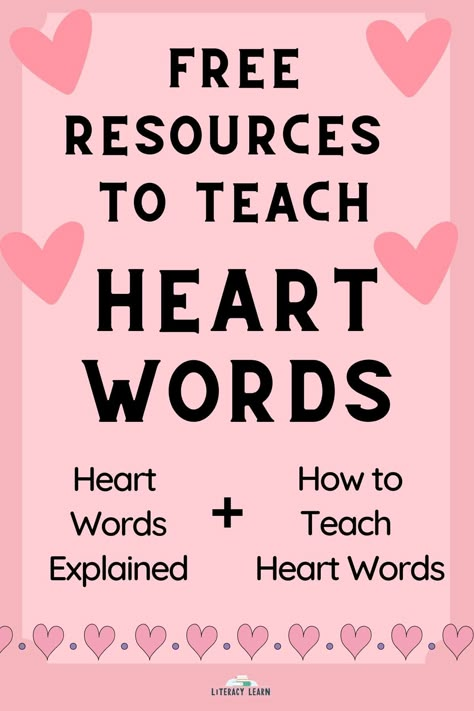 Red Words Phonics, Heart Words List Kindergarten, Irregular Words Activities, Whole Word Reading Approach, Heart Words For Kindergarten, Heart Words Bulletin Board, Heart Words Activities, Heart Words Anchor Chart, Heart Word List