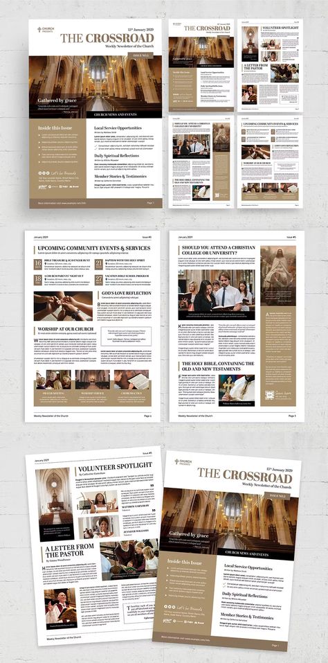 Church Newsletter Template AI, EPS, INDD Bulletin Template Design, Newsletter Layout Ideas, Graphic Design Newsletter, Newsletter Ideas Design, Newsletter Cover Design, Church Newsletter Ideas, Newsletter Design Layout Templates, Newsletter Design Ideas, Business Newsletter Design