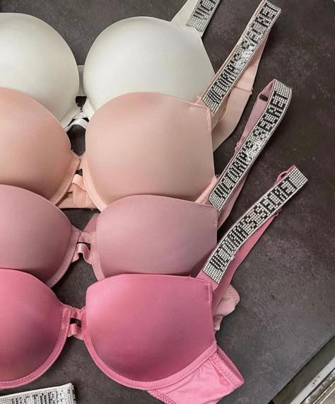 Pink Bras Victoria Secret, Victoria Secret Sparkle Bra Outfit, Pink Girly Gifts, Vs Bra Aesthetic, Victoria Secret Bra And Under Set, Victoria Secret Bra Outfit, Cute Bras Victoria's Secret, Victoria’s Secret Aesthetic, Girly Things To Buy