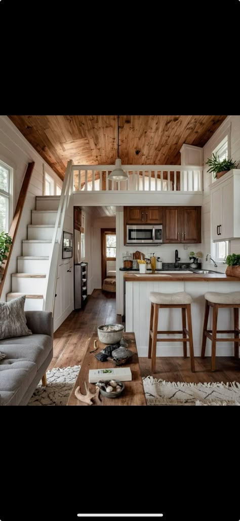 Tiny Cabin Loft Ideas, 12 By 32 Shed House Interior, Shed Tiny Home Interior, Lofted Shed House, Tiny Cabin Loft, Shed Cabin Interior, 14x40 Shed House Interior, 16x40 Shed House Interior, Shed House Conversion