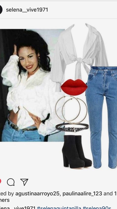 Get the look. Selena Quintanilla white blouse Selena Quintanilla Costume, Selena Costume, Selena Quintanilla Birthday, Selena Quintanilla Outfits, Selena Quintanilla Fashion, White Shirt Outfits, 90s Inspired Outfits, Selena Quintanilla Perez, Outfit 90s