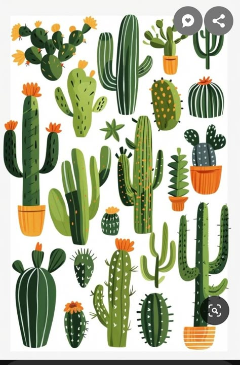 The Weekend Artist, Cute Cactus Drawing, Cactus Coasters, Drawing Cactus, Aztec Cactus, Weekend Artist, Cactus Graphic, Cactus Paintings, Rock Cactus