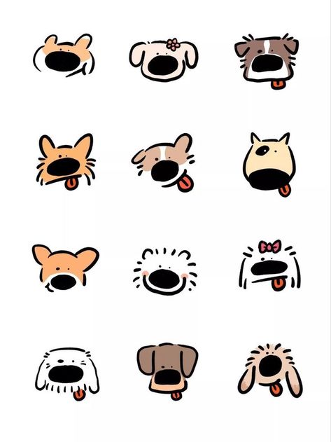 Dog Doodles Easy, Draw Dogs Easy, Cute Drawings For Stickers Easy, Dog Easy Painting, Cute Animals Doodles, Fun Easy Doodles, Cartoon Dog Drawing Easy, Easy Stickers To Draw, Dog Doodle Art