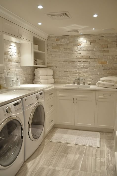 Laundry Room Basement, Washing Room, Laundry Room Design Ideas, Basement Laundry Room, Dream Laundry Room, Modern Laundry Rooms, Dream Life House, Laundry Room Inspiration, Laundry Room Remodel