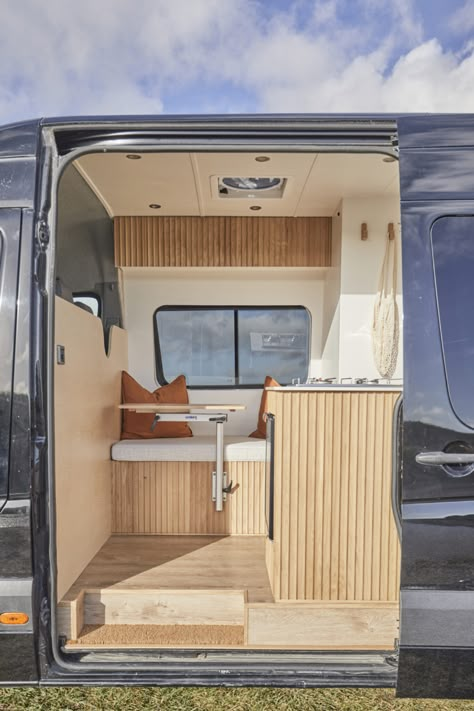 Vw Storage Ideas, Off Grid Campervan, Van Conversion Interior Design, Scandi Campervan Interior, Vw Bus Conversion, Modern Camper Van, Minimalist Camper Van, Vw Crafter Mwb Conversion, Vw Crafter Conversion