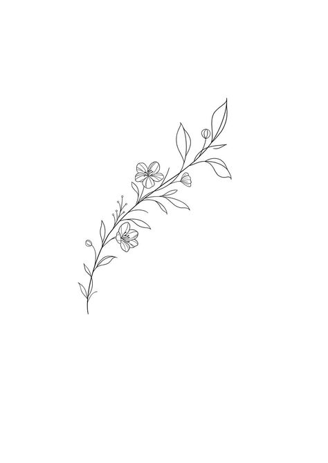 Small Women’s Tattoo Ideas, Dainty Vine Tattoo Spine, Self Care Tatoos Ideas, Dainty Flower Hip Tattoo, Fine Line Cherry Blossom Tattoo Design, Dainty Flowers Tattoos, Hip Tattoos Women Fine Line, Cherry Blossom Tattoo Dainty, Flowers On A Vine Tattoo