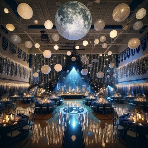 Night Prom Theme, Prom Themes Starry Night Under The Stars, Quince Starry Night Theme, A Night Under The Stars Wedding Theme, Star Night Decorations, A Night With The Stars Theme, Pretty Prom Themes, Mystical Quinceanera Theme, Space Hoco Theme