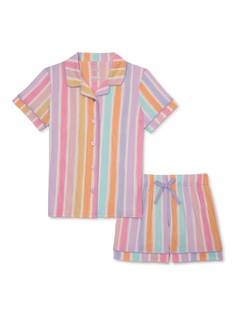 Wonder Nation Girls Button Front Sleep Coat Set Pajama, 2-Piece, Sizes 4-18 & Plus | Walmart (US) Button Down Sleep Shirt, Plaid Set, Coat Set, Cute Pajama Sets, Best Pajamas, Pajamas Comfy, Soft Pajamas, Cute Pajamas, Top Pants Set