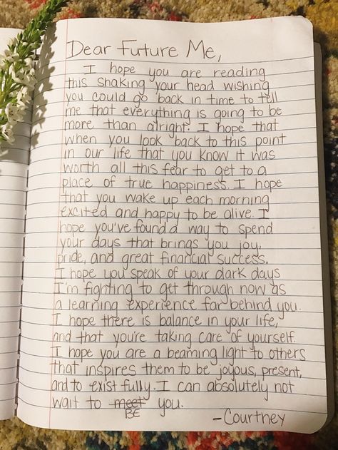 Writing a letter to your future self can be very therapeutic, and help you calm your mind to realize what you're working towards. Dear Future Me, Future Me, Writing A Letter, Future Self, Dear Future, A Letter, I Hope, Writing, Reading