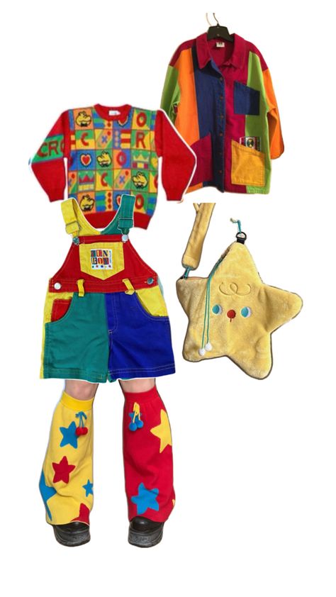 Clown core Clowncore Fashion, Clowncore Outfit, Decora Outfits, Kidcore Clothes, Kid Core Outfits, Kidcore Outfit, Kid Core Aesthetic, Clown Clothes, Clown Core