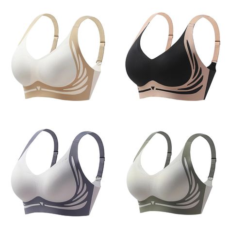 PRICES MAY VARY. Seamless Design: The seamless construction of this bra a smooth fit under any clothing, leaving no visible lines or bulges. You can confidently wear form-fitting outfits without worrying about unsightly seams showing through. super gather bra wireless push-up bra super gather push up bras super gather wireless pushup bra pushup bras pushup brac wireless pushup bra,super gather bra wireless push u super gather bra push up bra super gather bra wireless push up bras Fit and Lift: D Bra Design Models, Essie Allure, Fitting Outfits, Pushup Bras, Bra Making Supplies, Gather Bra, Bra Design, Pushup Bra, Bra Image