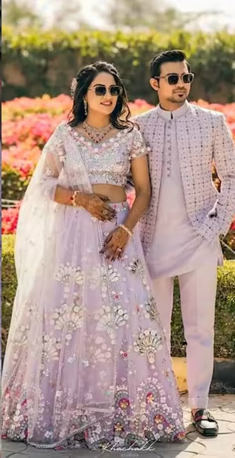 Engagement Outfits Indian, Engagement Couple Dress, Engagement Dress For Groom, Outfits For Groom, Wedding Matching Outfits, Couple Dresses, Engagement Dress For Bride, Wedding Dresses Men, Wedding Kurta For Men