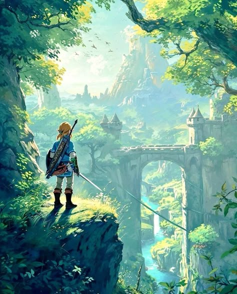 Legend Of Zelda Landscape Art, Legend Of Zelda Artwork, Link Between Worlds Zelda, Legend Of Zelda Ipad Wallpaper, Zelda Totk Screenshots, Link Botw Aesthetic, Totk Landscapes, Zelda Botw Aesthetic, Zelda Environment