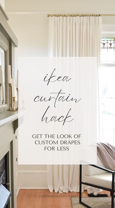 Get the look of high-end curtains on an IKEA budget with this easy DIY project Ikea Curtains Living Room Ideas, Ikea Drapes, Sunroom Curtains, Loft Curtains, Dining Room Drapes, Family Room Curtains, Diy Drapes, Dining Room Window Treatments, Curtain Diy