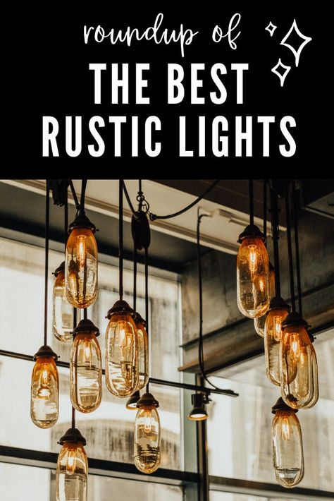 These are the best rustic lights right now - from the dining room to kitchen to bathroom - there's something here that will take each room to the next level. Including wall lights, chandeliers, and fixtures. These are downright STUNNING. There's inspiration + ideas + tips for choosing lighting. These are all beautiful farmhouse inspired, rustic, and perfect for your home or cabin decor. Including pendants, sconces, handmade options from Etsy, and more. By The Cabin Diary: Cabin + Rustic Decor Cabin Lighting Fixtures, Dining Room To Kitchen, Cabin Chandelier, Cabin Light Fixtures, Cabin Rustic Decor, Country Kitchen Lighting, Rustic Lights, Lodge Lighting, Vaulted Ceiling Kitchen