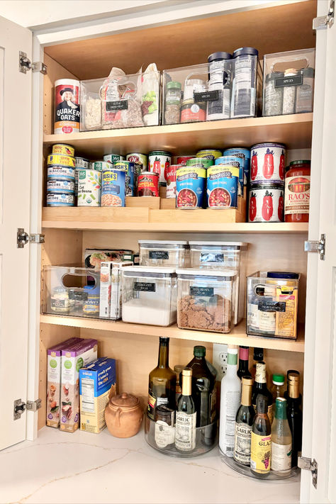 No pantry? No problem! Here are a few of our favorote kitchen organizing products to use in a kichen cabinet. Pantry In Cabinets, No Pantry, Organizing Products, Organization Station, Home Edit, Oats Quaker, The Home Edit, Kitchen Cabinet Organization, Pantry Cabinet