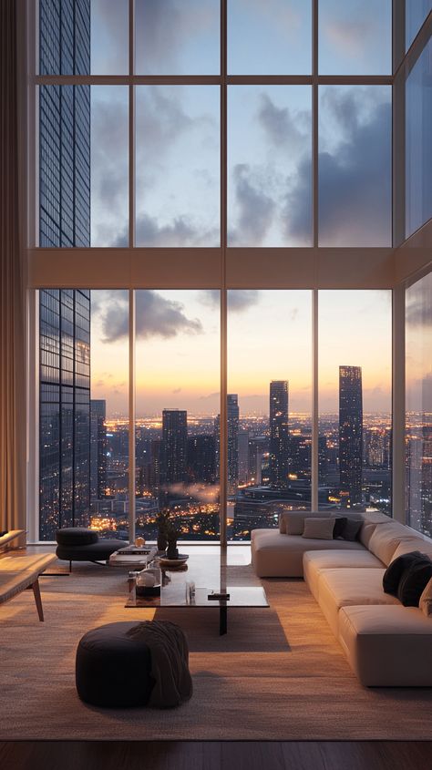 Contemporary Apartment Skyline Views New York Apartment Industrial, Modern Apartment White, Cool Apartments Modern, Architecture Apartment, Apartment Views, China Apartment, Modern City Apartment, Miami Apartments, Condo View