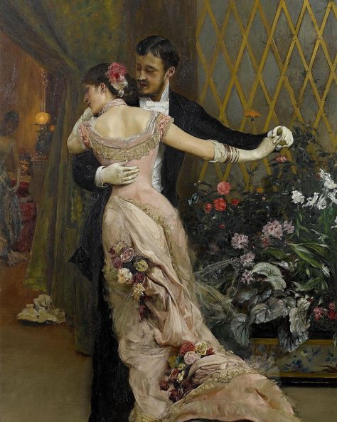 Eelco Kappe on Instagram: “One more dance, please! The End of the Ball by Rogelio de Egusquiza y Barrena (1845-1915) shows a beautifully-dressed couple enjoying the…” Victorian Paintings, 19th Century Art, Spanish Painters, Oil Painting Reproductions, Romantic Art, Classical Art, Painting Reproductions, Couple Art, Old Art