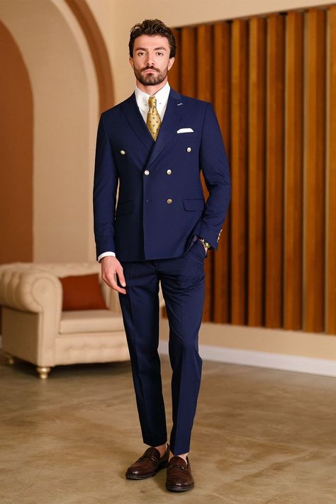 Navy Blue Double Breasted Suit Men, Navy Blue Blazer Outfit Mens, Blue Tuxedo Men, 2 Piece Suit Men, Navy Double Breasted Suit, Blue Double Breasted Suit, Navy Blue Blazer Outfit, Navy Blue Suit Men, Graduation Suit