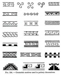 Teaching the Maya resource - geometric design motifs Mayan Border Design, Aztec Writing, Aztec Drawings, Maya Tattoo, Aztec Architecture, Aztec Motifs, Maya Design, Geometric Line Tattoo, Mayan Tattoos