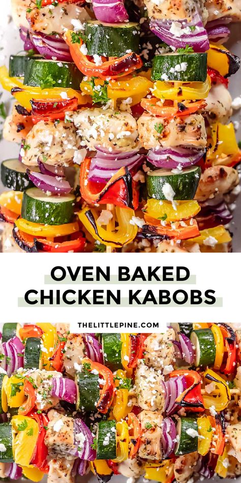 Teriyaki Chicken Kabobs In The Oven, Baked Kebab Recipes, Shiskabob Recipes Oven, Deconstructed Chicken Kabobs, K Bobs Recipes, Sheet Pan Chicken Kabobs In The Oven, Oven Baked Chicken Kabobs, Chicken Kabob Side Dishes, Kabob Bowl