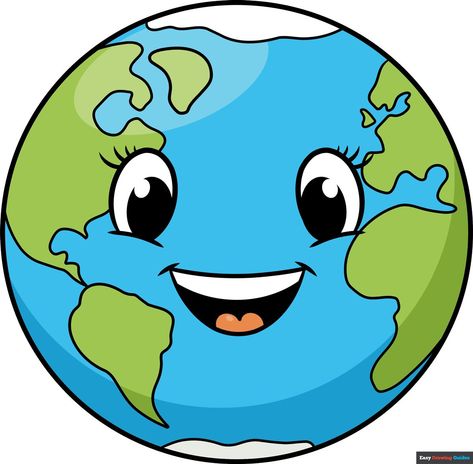 Learn How to Draw a Cartoon World: Easy Step-by-Step Drawing Tutorial for Kids and Beginners. #Cartoon #World #drawingtutorial #easydrawing. See the full tutorial at https://easydrawingguides.com/how-to-draw-a-cartoon-world/ . World Drawing Easy, Earth Drawing Ideas, Step By Step Cartoon Drawings, Drawing Ideas Cartoon, Cartoon Globe, World Outline, Planet Cartoon, School Bus Drawing, Globe Drawing