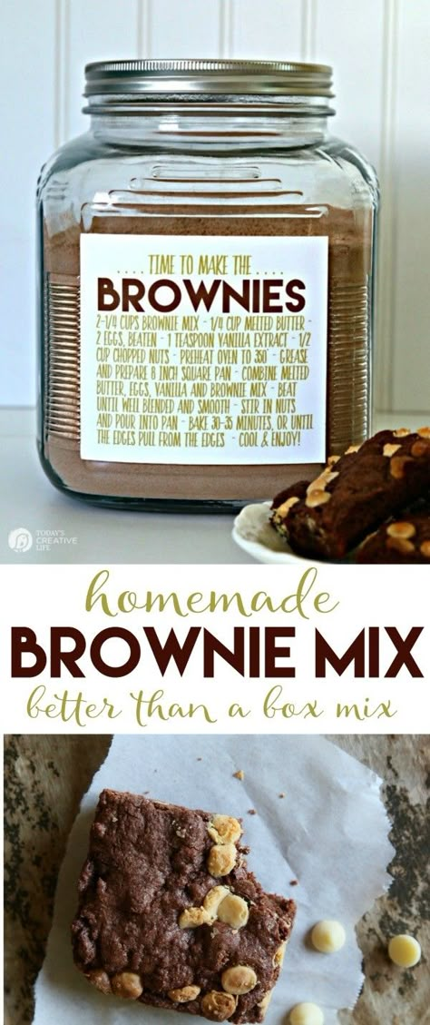 Recipe Free Printable, Making Brownies, Homemade Brownie Mix, Dry Cake, Mix In A Jar, Homemade Dry Mixes, Homemade Brownie, How To Make Brownies, Diy Mixes