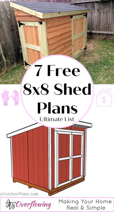 8x8 Shed Plans, 8x8 Shed, Mini Shed, Small Shed Plans, Lean To Shed Plans, Backyard Storage Sheds, Diy Storage Shed, Pallet Shed, Wood Shed Plans