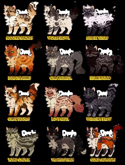 Warrior Cat Oc Adoptables, Warrior Cat Oc Inspiration, Warriors Adopts, Warrior Cats Wcue Oc, Cat Ocs Art, Cat Adopts Art, Mancoon Cat Drawing, Warriors Cats Ocs, Warrior Cats Design Ideas