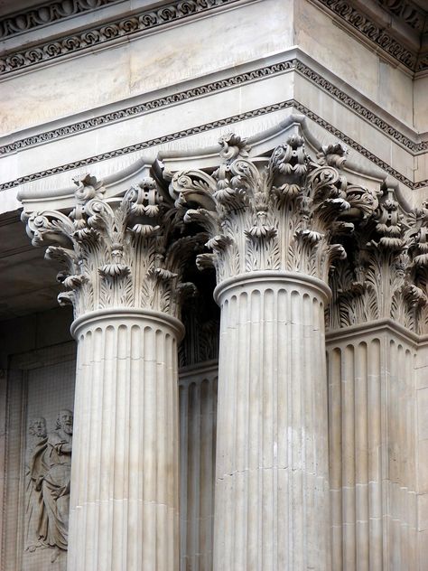 St Paul's Corinthian columns St Pauls Cathedral London, St. Paul’s Cathedral, Corinthian Column, St Pauls Cathedral, Baroque Architecture, Classical Architecture, Ancient Architecture, Neoclassical, Ancient Greece