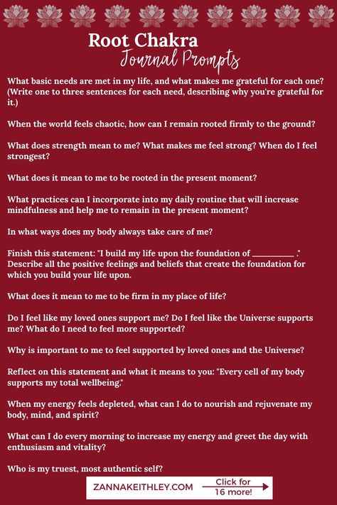 Discover 30 powerful root chakra journal prompts to heal your body’s energy center for safety, stability, and groundedness. #rootchakra #chakras #chakrahealing #journalprompts #rootchakrajournalprompts #chakrajournalprompts #energycenters #energyhealing Stability In Life, Chakra Shadow Work, Healing Journal, Shadow Work Root Chakra, Shadow Work For Root Chakra, Chakras Journaling, Root Chakra Healing Meditation, Healing The Root Chakra, Root Chakra Shadow Work Prompts