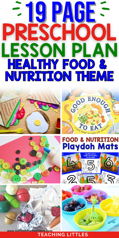 Teach your preschoolers about healthy food and nutrition with 19 pages of engaging activities! This will be knowledge they learn young and carry for a lifetime. Kindergarten Food Groups Activities, Activities About Food For Preschoolers, Good Nutrition Preschool Activities, Healthy Eating Activity For Preschoolers, Healthy Nutrition Preschool Activities, Preschool Food And Nutrition Theme, Pre K Food Activities, Preschool Culinary Activities, Food Themed Activities For Preschoolers