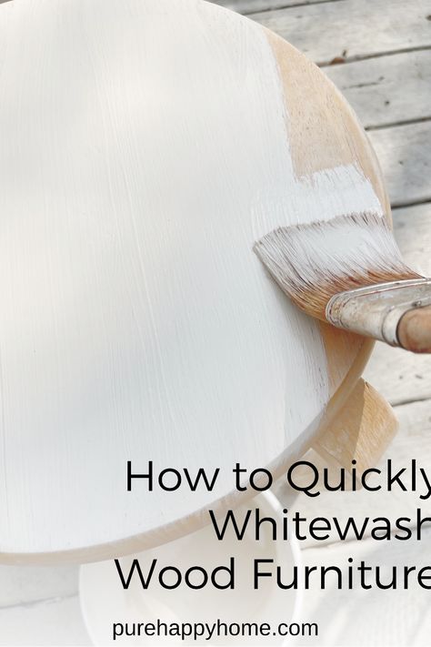 Whitewash Side Table, White Wash Table Diy, Whitewash Stained Wood Furniture, White Wash Side Table, How To White Wash Wood Furniture, White Wash Furniture Diy, How To White Wash Wood, Lighten Wood Furniture, Beige Wash Furniture